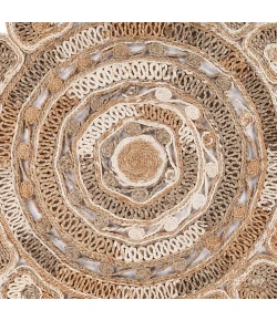 LR Home Natural Fiber 12042 Bleach/ Gray 4' X 4' Round Rug