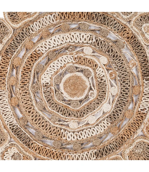 LR Home NATURAL FIBER 12042 Bleach/ Gray 7'-6" X 7'-6" Round Rug