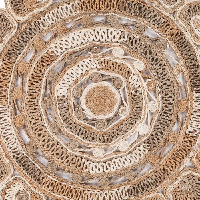LR Home NATURAL FIBER 12042 Bleach/ Gray 6' Round Rug