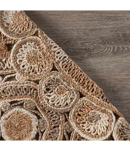 LR Home NATURAL FIBER 12042 Bleach/ Gray 7'-6" X 7'-6" Round Rug