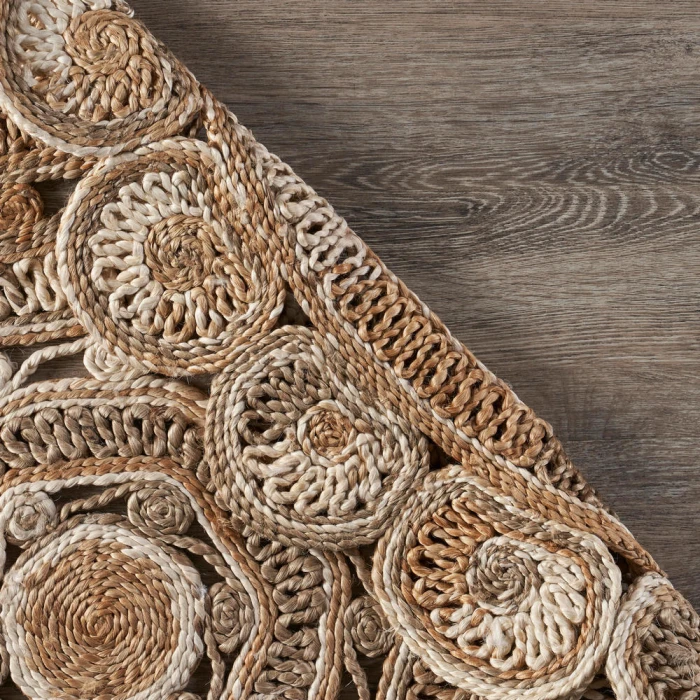 LR Home NATURAL FIBER 12042 Bleach/ Gray 6' Round Rug