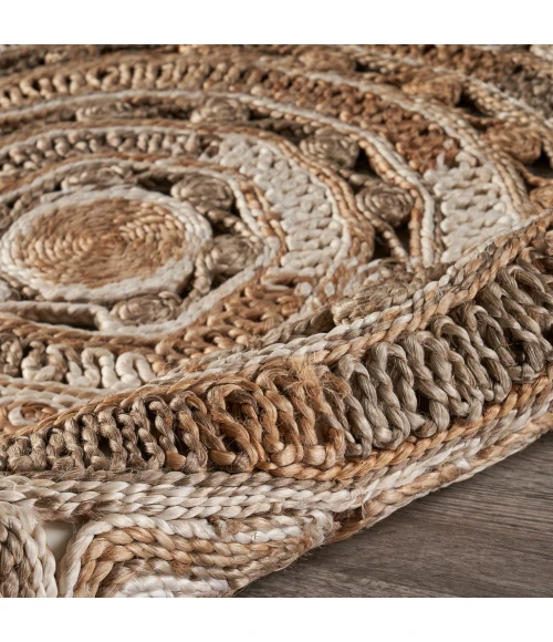 LR Home NATURAL FIBER 12042 Bleach/ Gray 7'-6" X 7'-6" Round Rug