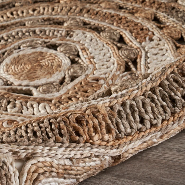LR Home NATURAL FIBER 12042 Bleach/ Gray 6' Round Rug