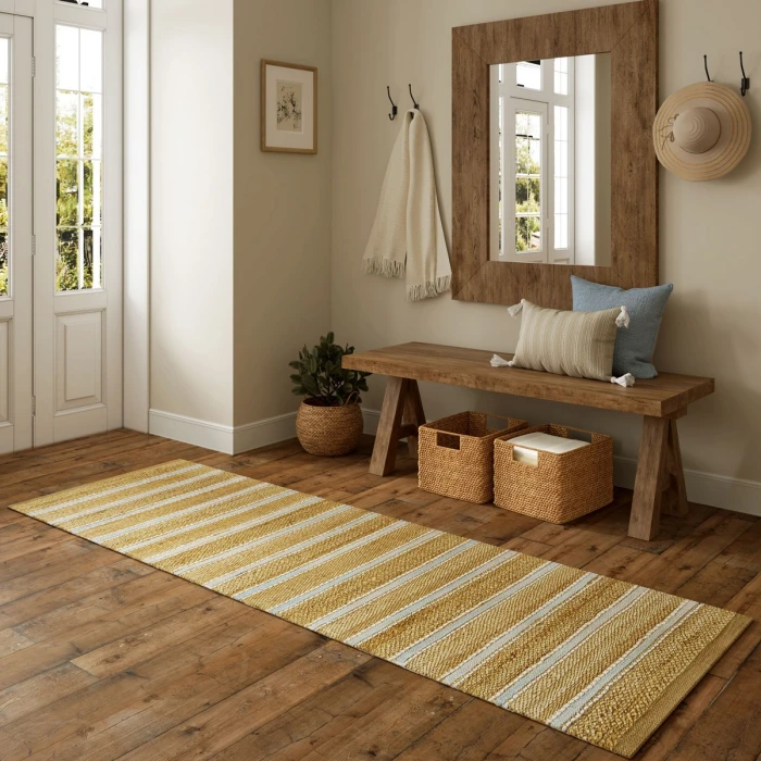 LR Home Natural Fiber Spa Blue/Natural 82490 2 ft. 6 in. X 7 ft. 9 in. Rect. Rug