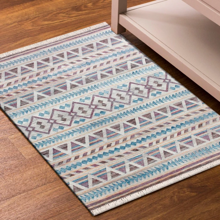 LR Home Nimroz Gray/Tan/Blue/Purple 81980 2 ft. X 3 ft. Rect. Rug