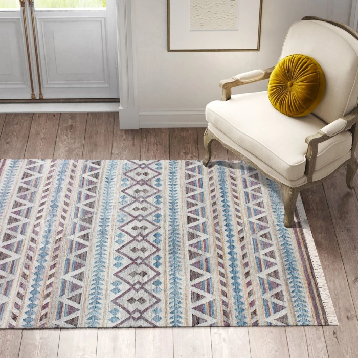 LR Home Nimroz Gray/Tan/Blue/Purple 81980 2 ft. X 3 ft. Rect. Rug