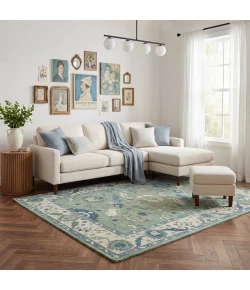 Rugs Town 83082 Green / Cream 9ft. x 12ft. Rect. Rug