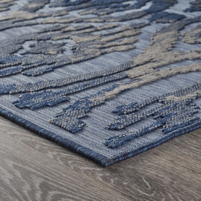 Rugs Town Blue RETRE 5ft. x 7ft. Rectangle Rug