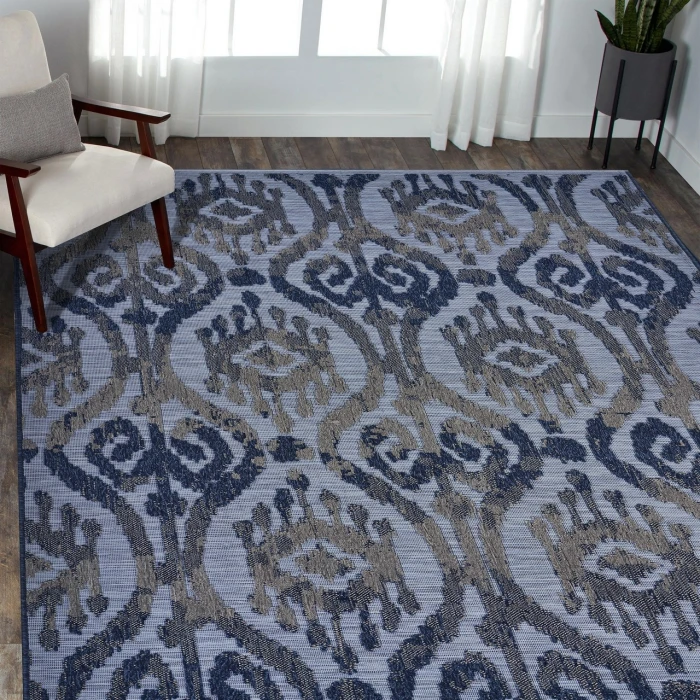Rugs Town Blue RETRE 5ft. x 7ft. Rectangle Rug