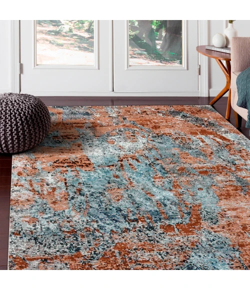 LR Home Revolution 81801 Gray/ Rust 7'-9" X 9'-6 Rect. Rug