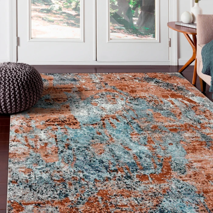 Rugs Town 81801 Gray/ Rust 7'-9" X 9'-6 Rect. Rug