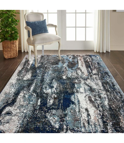 LR Home Revolution 81802 Blue/ Gray 7'-9" X 9'-6 Rect. Rug