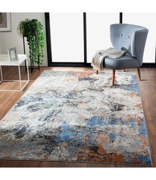 LR Home Revolution 81803 Blue/ Gray 7'-9" X 9'-6 Rect. Rug