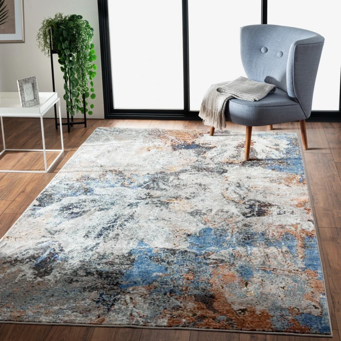 Rugs Town 81803 Blue/ Gray 7'-9" X 9'-6 Rect. Rug