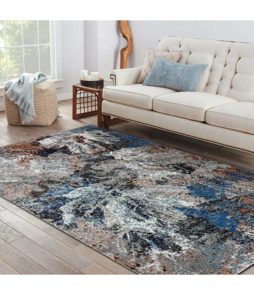 LR Home Revolution 81803 Blue/ Gray 7'-9" X 9'-6 Rect. Rug