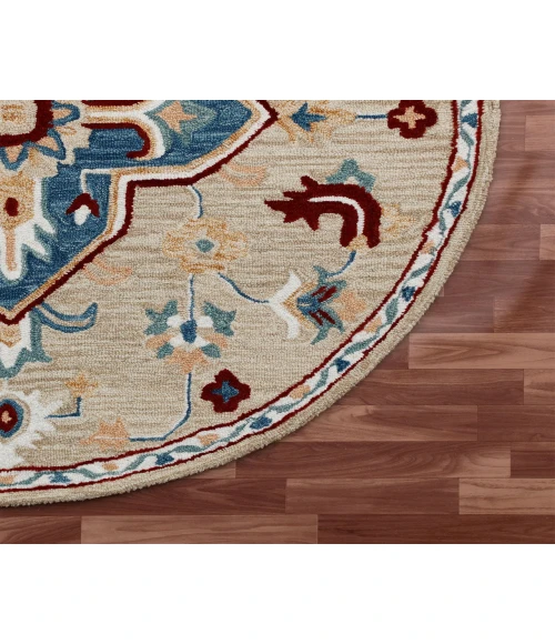 LR Home LR AREA RUG 22131 Beige 4'-10" X 4'-10" Round Rug
