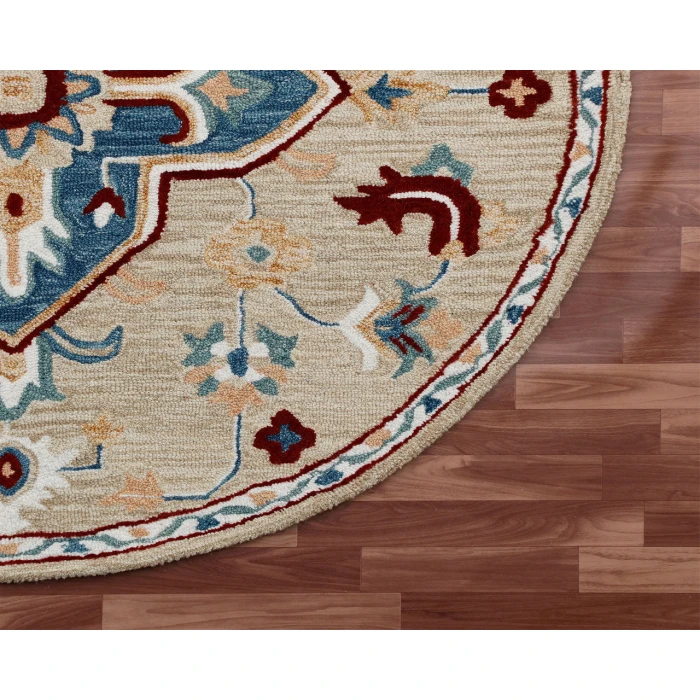 Rugs Town Area Rug 22131 Beige 7'-3" X 7'-3 Round Rug