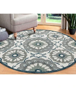 Rachel RUG-AW Ivory/Gray 3 ft. Round Area Rug