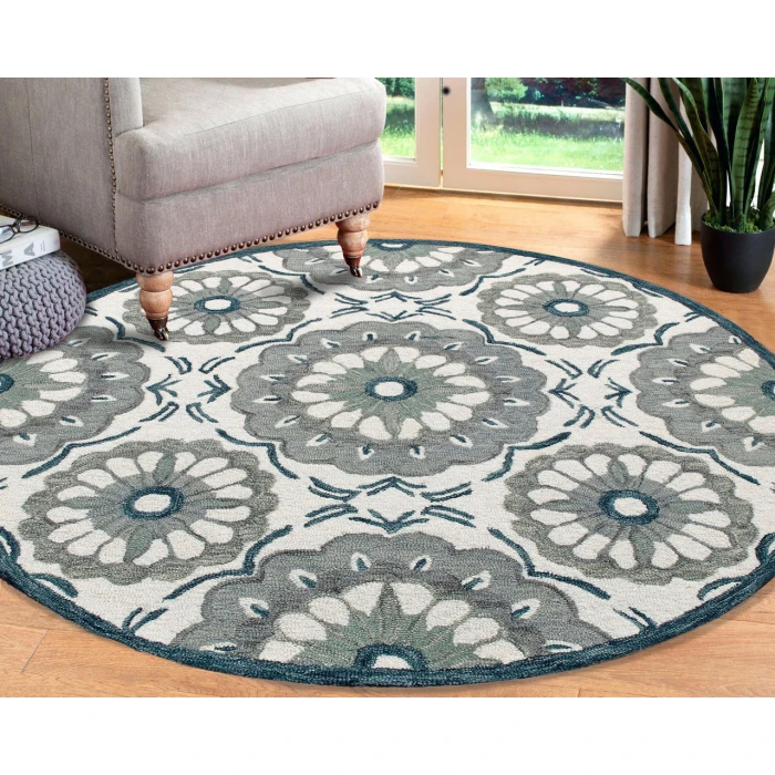 Rugs Town Area Rug 22132 Ivory 7'-3" X 7'-3 Round Rug