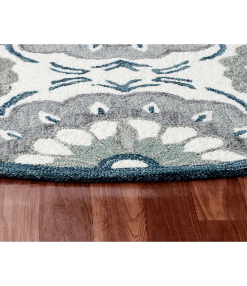 LR Home LR AREA RUG 22132 Ivory 4'-10" X 4'-10" Round Rug