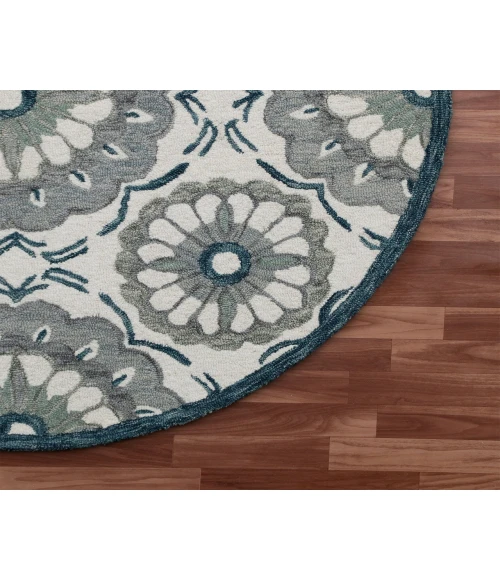 LR Home LR AREA RUG 22132 Ivory 4'-10" X 4'-10" Round Rug