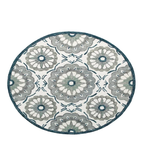LR Home LR AREA RUG 22132 Ivory 4'-10" X 4'-10" Round Rug