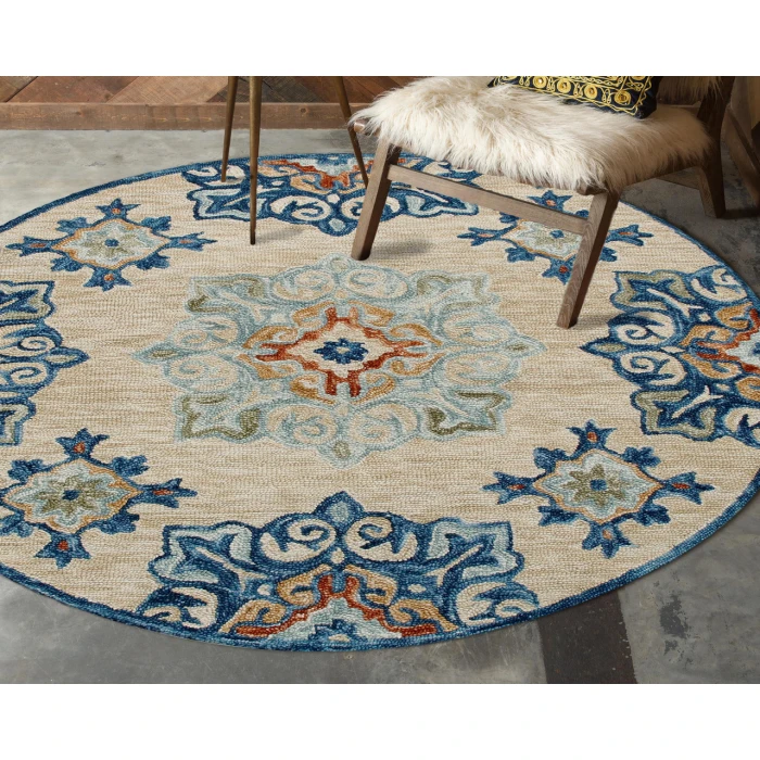 Rugs Town Area Rug 22133 Beige 7'-3" X 7'-3 Round Rug