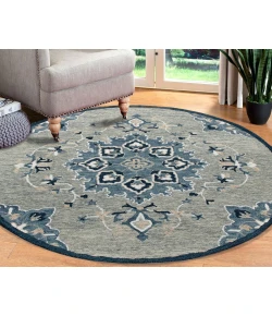 Rachel RUG-AY Gray/Blue 3 ft. Round Area Rug