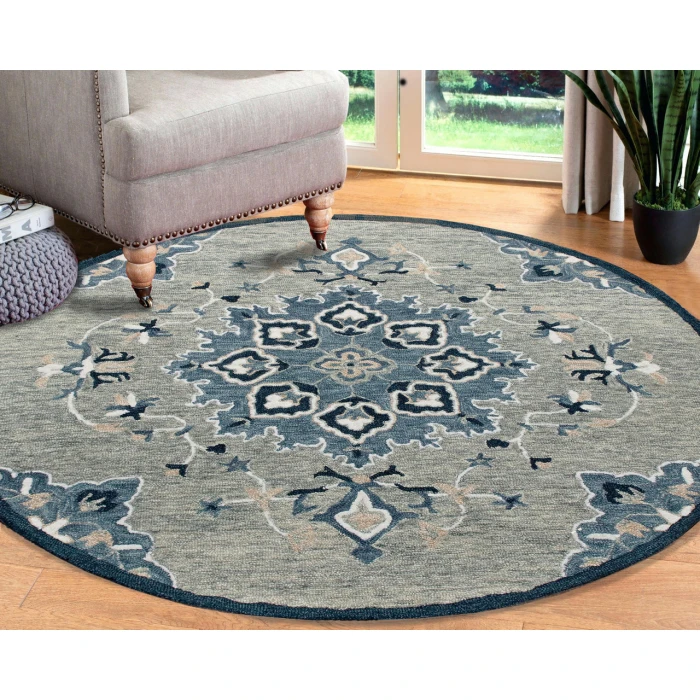 Rugs Town AREA - Rugs Town 22134 Gray 7'-3" X 7'-3 Round Rug