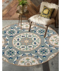 Rachel RUG-AZ Gray/Brown 3 ft. Round Area Rug