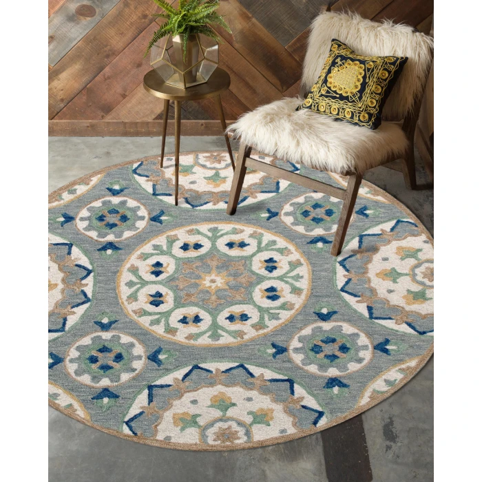 Rugs Town Area Rug 22135 Gray 7'-3" X 7'-3 Round Rug