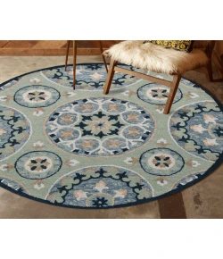 Rachel RUG-AZ Sage/Blue 3 ft. Round Area Rug