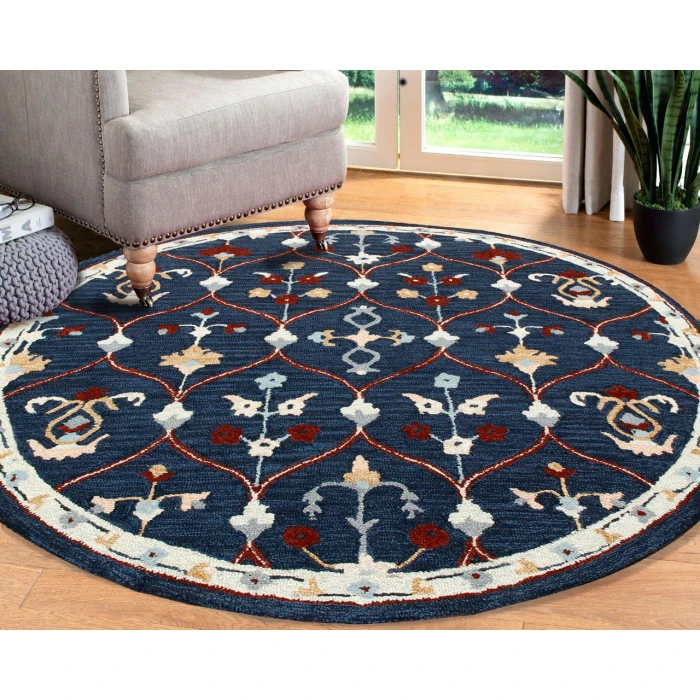 Rugs Town Area Rug 22138 Navy 3' Round Rug
