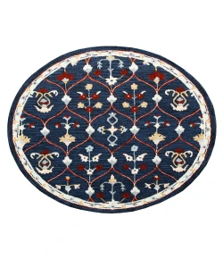 Rachel RUG-AB Navy/Red 3 ft. Round Area Rug