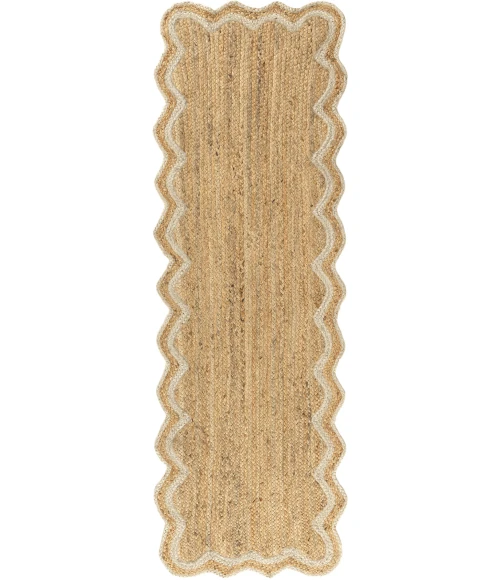 Rugs Town Scallop Jute Tan Anderson 2ft.6in. x 7ft.9in. Rect. Rug