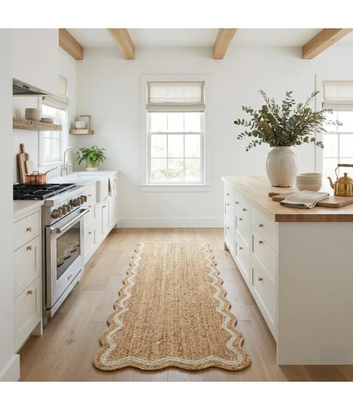 Rugs Town Scallop Jute Tan Anderson 2ft.6in. x 7ft.9in. Rect. Rug