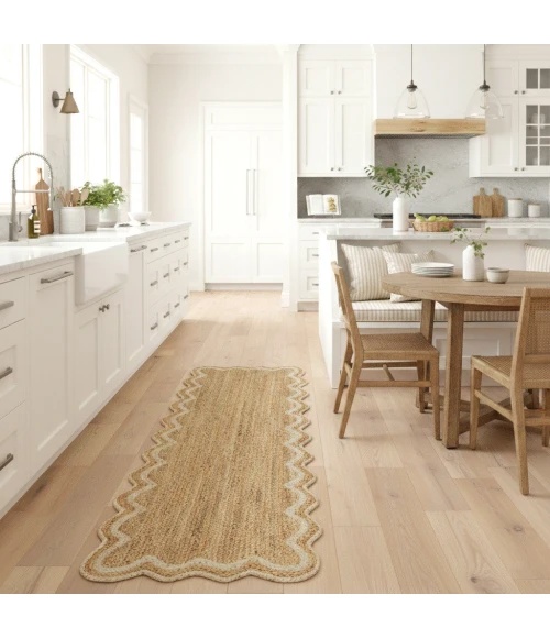 Rugs Town Scallop Jute Tan Anderson 2ft.6in. x 7ft.9in. Rect. Rug
