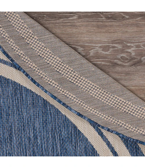 LR Home SEASIDE 81871 Azure/ White 7'-6" X 7'-6" Round Rug