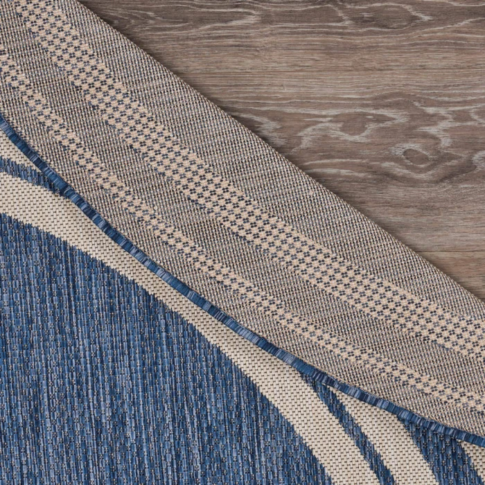 LR Home SEASIDE 81871 Azure/ White 7'-6" X 7'-6" Round Rug