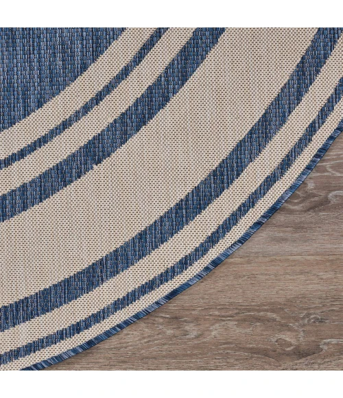 LR Home SEASIDE 81871 Azure/ White 7'-6" X 7'-6" Round Rug