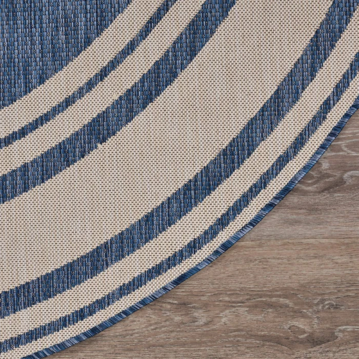 LR Home SEASIDE 81871 Azure/ White 7'-6" X 7'-6" Round Rug