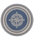 LR Home SEASIDE 81871 Azure/ White 7'-6" X 7'-6" Round Rug