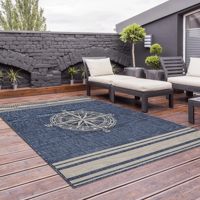 Rugs Town 81871 Azure/ White 3' X 5' Rect. Rug