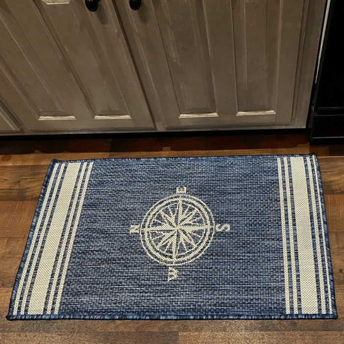 LR Home SEASIDE 81871 Azure/ White 1'10" X 3'0 Rect. Rug