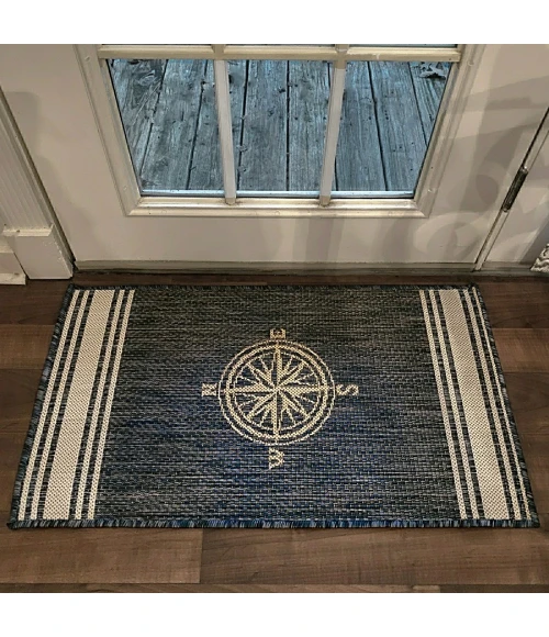 LR Home SEASIDE 81871 Azure/ White 1'10" X 3'0 Rect. Rug