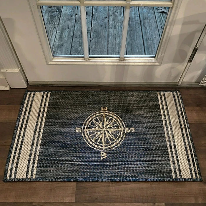 LR Home SEASIDE 81871 Azure/ White 1'10" X 3'0 Rect. Rug