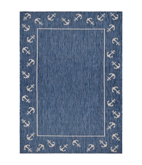 LR Home SEASIDE 81872 Azure/ White 5'-3" X 7'0 Rect. Rug