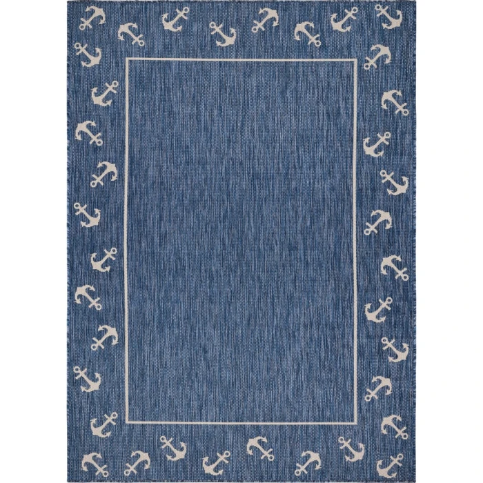 Rugs Town 81872 Azure/ White 5'-3" X 7'0 Rect. Rug