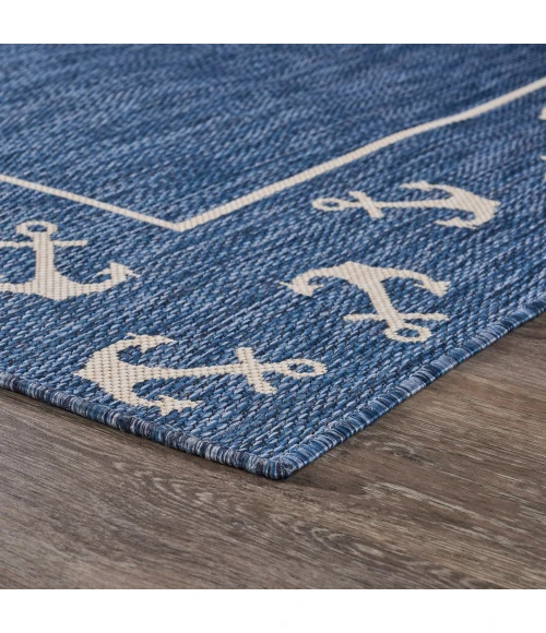 LR Home SEASIDE 81872 Azure/ White 5'-3" X 7'0 Rect. Rug