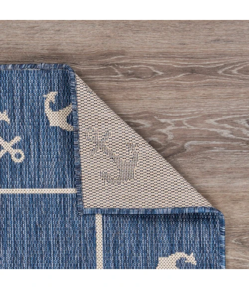 LR Home SEASIDE 81872 Azure/ White 5'-3" X 7'0 Rect. Rug